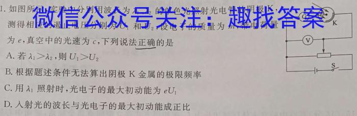 2023年普通高等学校招生全国统一考试·调研模拟卷XK-QG(一)l物理