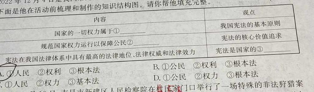 2023年普通高等学校招生全国统一考试 23·JJ·YTCT 金卷·押题猜题(十)政治y