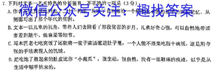 2023年普通高等学校招生全国统一考试标准样卷(四)语文