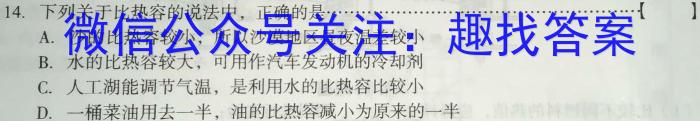 安徽省2025届七年级下学期教学评价二（期中）物理`