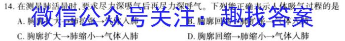 安徽省2022-2023学年九年级下学期期中教学质量调研生物试卷答案