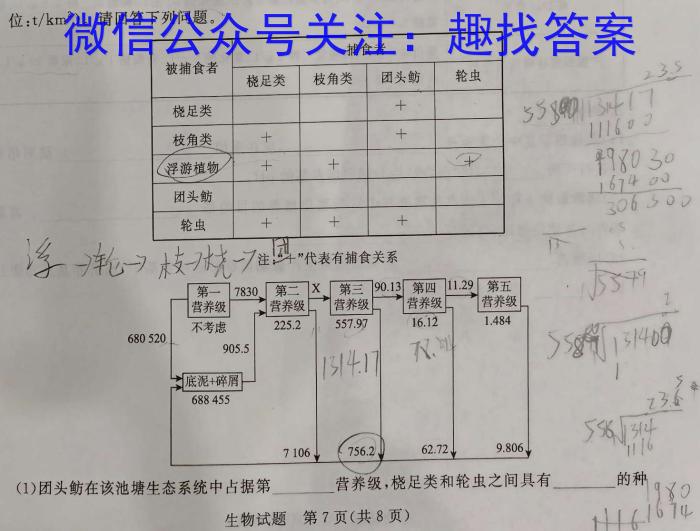 2023年山东新高考联合质量测评高三年级3月联考生物
