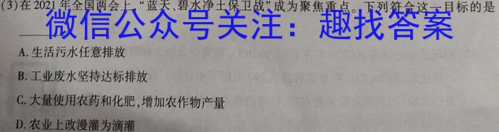 本牌大联考2023年3月安徽中考名校信息联考卷化学