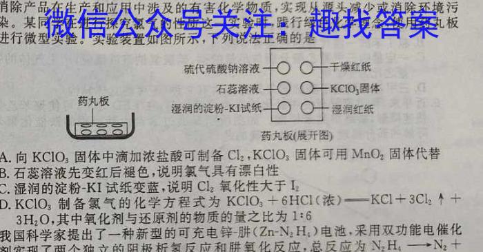 安徽省2024届八年级下学期教学质量监测（六）化学
