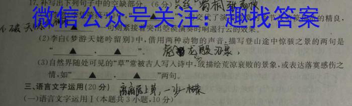 2023年普通高等学校招生全国统一考试标准样卷(五)语文