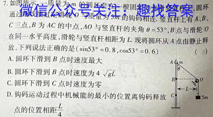 武汉四调 武汉市2023届高中毕业生四月调研考试物理`