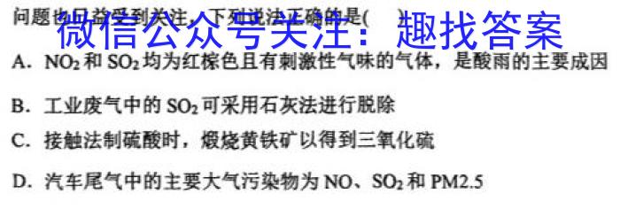 中考必刷卷·2023年安徽中考第一轮复*卷（九）化学