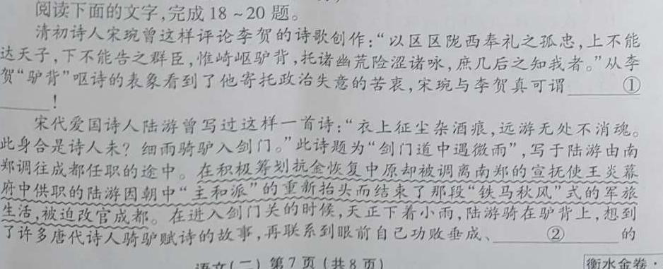 阳光启学·2023届全国统一考试标准模拟信息卷(七)语文(S)试题试题(更新中)