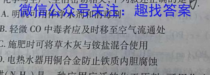 中考必刷卷·2023年安徽中考第一轮复*卷（三）化学