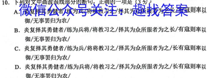河南省2022-2023学年下期高中毕业班阶段性测试语文