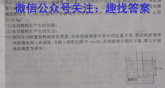 陕西省2022-2023学年度七年级第二学期阶段性学习效果评估（一）物理`