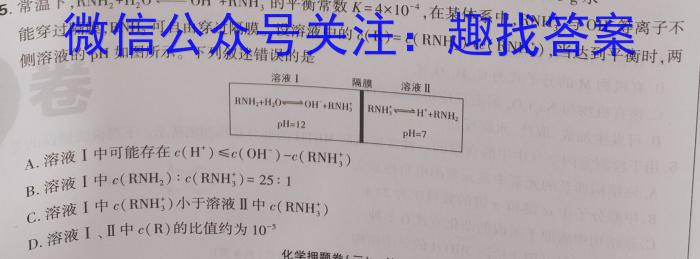 2023年湖北大联考高一年级4月期中联考（23-376A）化学