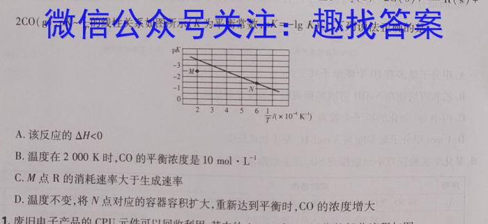 衡水名师卷 2023年辽宁名校联盟·信息卷(一)化学