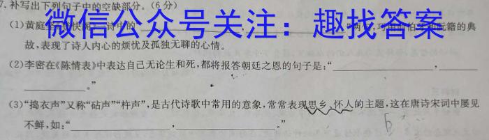 2023年陕西省初中学业水平考试·全真模拟（六）语文