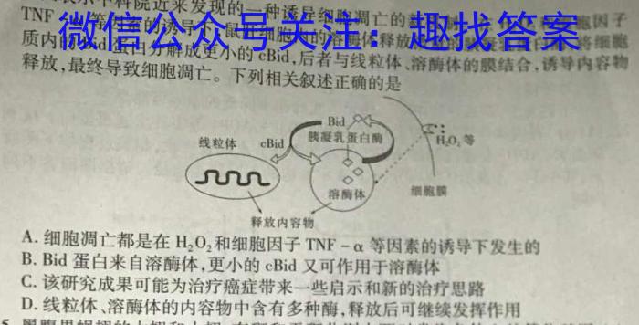 百师联盟 2023届高三信息押题卷(三)3 新高考卷生物