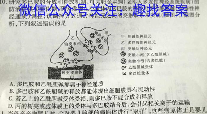 广西省2023年春季学期高二期中检测（23-394B）生物