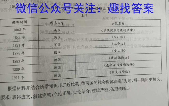 青桐鸣高考冲刺 2023年普通高等学校招生全国统一考试押题卷(三)历史