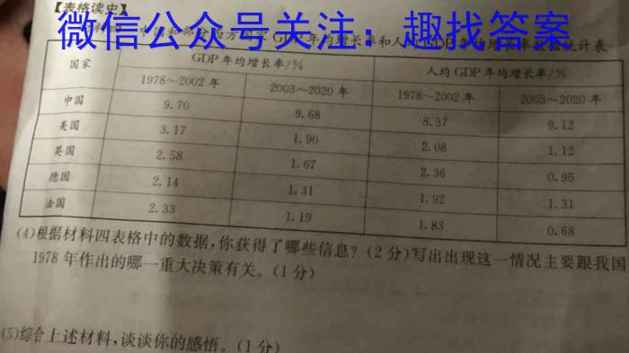 江西省2023年学考水平练习（八）历史