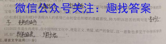 安徽省2023年下学期九年级学业水平测试模拟卷（三）语文