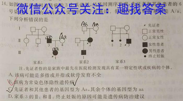 山西思而行 2022-2023学年高一4月期中考试生物试卷答案
