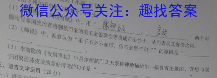 2023年陕西大联考高一年级下学期期中联考语文