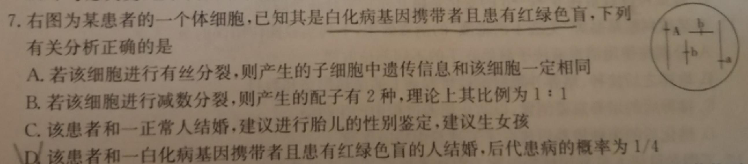 2023年普通高等学校全国统一模拟招生考试 高三新未来4月联考生物