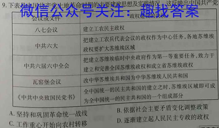 衡中同卷 2022-2023学年度下学期高三四调考试(新高考)历史