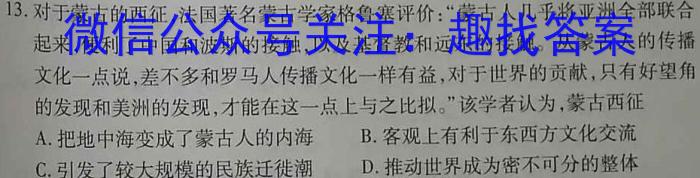 安徽省2024-2023学年九年级第一次调研考试（23-CZ143c）历史