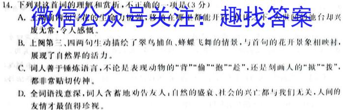 金考卷2023年普通高等学校招生全国统一考试 全国卷 押题卷(四)语文
