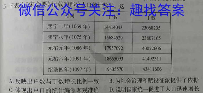 福建省2022-2023学年第二学期高一年级五县联合质检考试历史