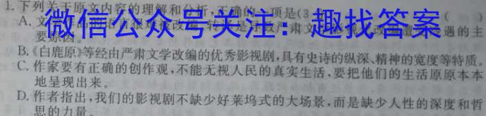 2023届资阳市高中2020级高考适应性考试(23-418C)语文