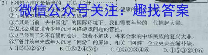 文博志鸿 2023年河北省初中毕业生升学文化课模拟考试(导向二)语文