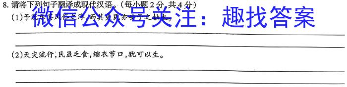 江淮名卷·2023年安徽中考模拟信息卷（八）语文