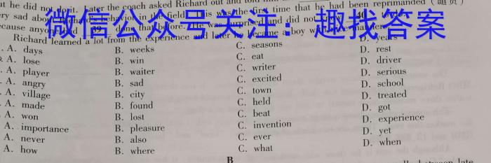 河南省创新发展联盟2023高二下学期4月期中考试（23-419B）英语