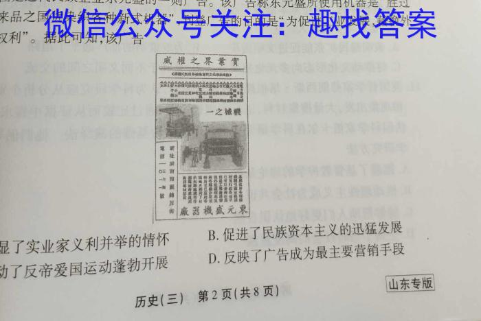 安徽省2023届九年级第七次阶段性测试(R-PGZX G AH)历史试卷