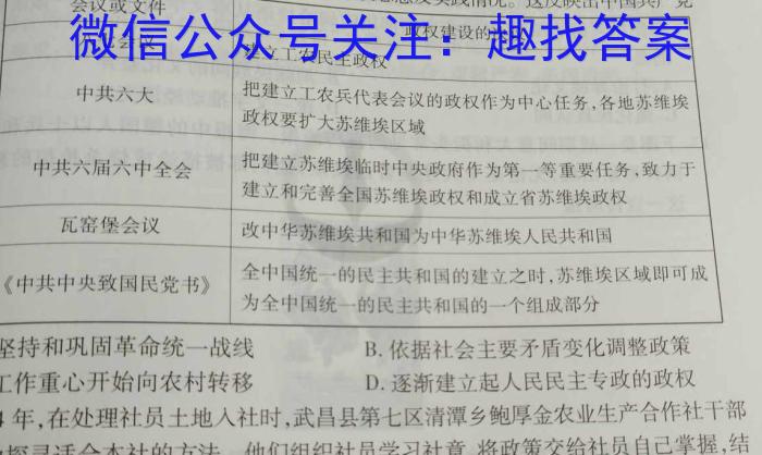 安康市2023届高三年级第三次质量联考试卷(4月)历史