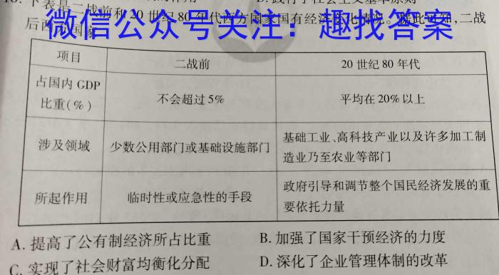 江淮名卷·2023年安徽中考模拟信息卷(七)历史