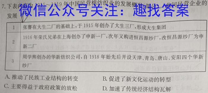 河南省焦作市普通高中2022-2023学年（下）高二年级期中考试历史