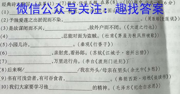 金考卷2023年普通高等学校招生全国统一考试 全国卷 押题卷(五)语文