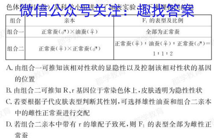 江西智学联盟体2023年高二年级第二次联考生物