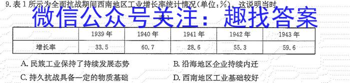 师大名师金卷2023年陕西省初中学业水平考试（一）历史