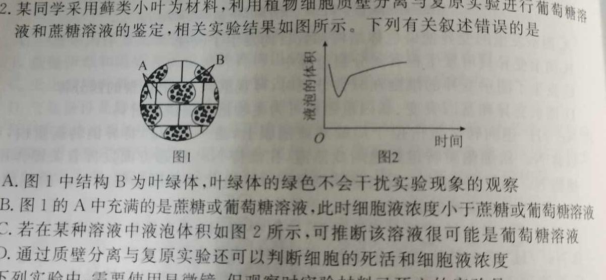 武汉四调 武汉市2023届高中毕业生四月调研考试生物