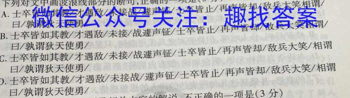 2023年陕西省初中学业水平考试冲刺（一）语文