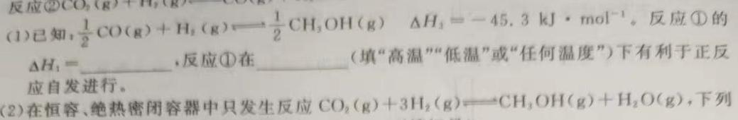 2023年高二年级九师联盟湖北省期中考试化学