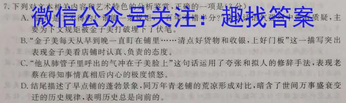 安徽省2023年初中毕业学业考试模拟试卷（5月）语文