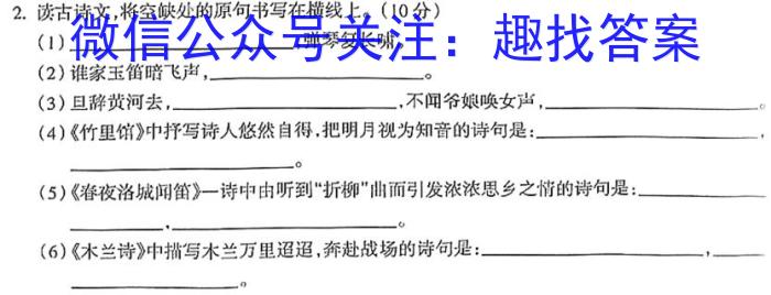 2022-2023学年安徽省九年级下学期阶段性质量检测（七）语文