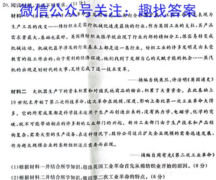 安徽省2022-2023学年八年级下学期期中教学质量调研历史试卷