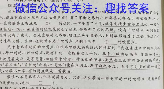 安徽省C20教育联盟2023年九年级第二次学业水平检测语文