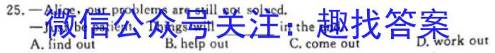 紫阳中学2024~2023学年高二第二学期期中考试(3398B)英语