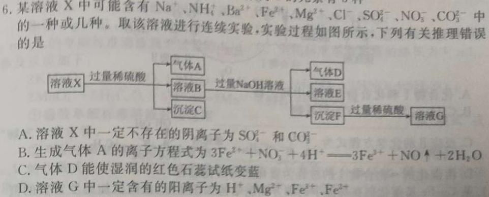 九师联盟2022~2023学年高三押题信息卷(老高考)(一)化学